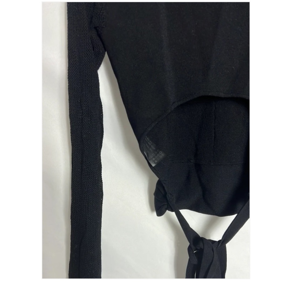 Zara Elegant Black Long Sleeve Tie-Front Top - Picture 6 of 6